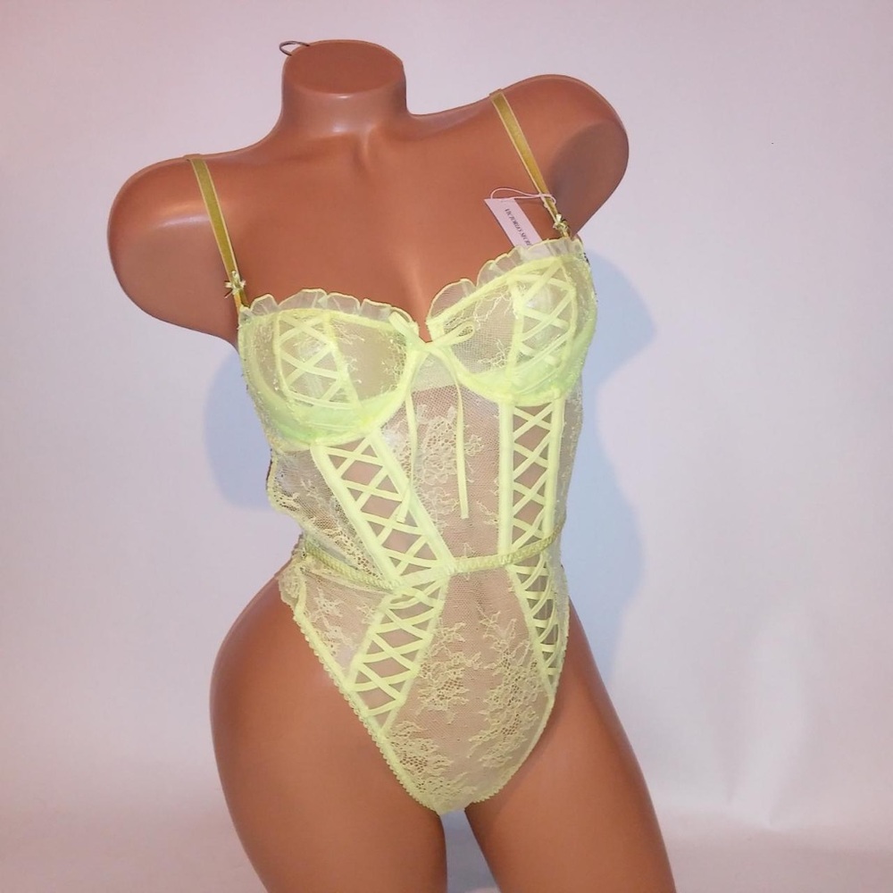 Victoria's Secret Neon Green Lace Bodysuit